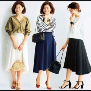 oggi×三尋木奈保コラボ マルティニーク フレアスカート 白