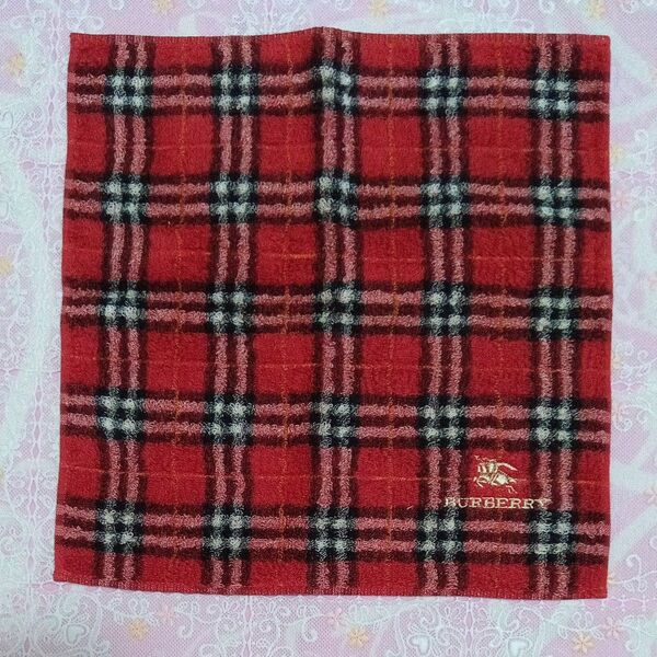 バーバリー BURBERRY タオルハンカチチェックレッド