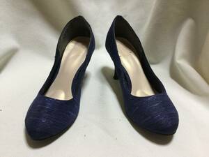 C6671*ESPERANZA*23cm* королевский синий текстильный ламе нить используя туфли-лодочки * сделано в Японии каблук 7cm