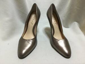 C6941*OPPUS*37 size * bronze color enamel style high heel po Inte dotu pumps * lustre Brown 