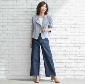 ★美品 NAUWCLOSET ナウクローゼット エコスエードフェミニン ライダースジャケット 2018 3L パープル系 定価、7.490円 ブルゾン