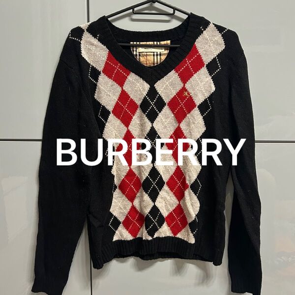 BURBERRY Vネックニット アーガイル柄