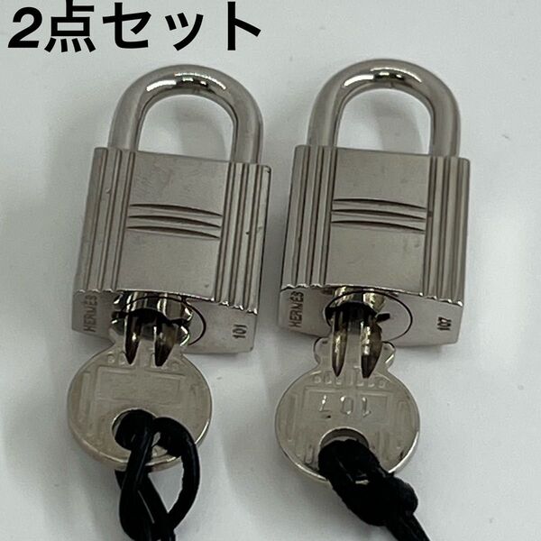 HERMES カデナ シルバー 101番 107番 チャーム キーホルダー 2点セット