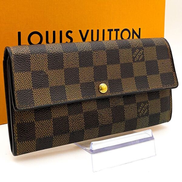 【極美品】ルイヴィトン LOUIS VUITTON ダミエ エベヌ ポルトフォイユ サラ カード入れ10 長財布 ゴールド金具