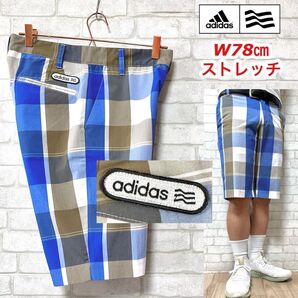 adidas GOLF チェック柄 ストレッチ ハーフパンツ ショートパンツ