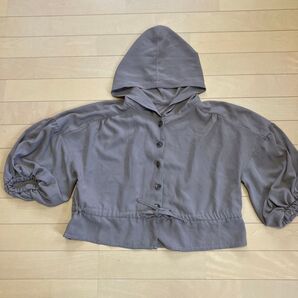 美品 レディース 春 丈短 7分袖パーカ M
