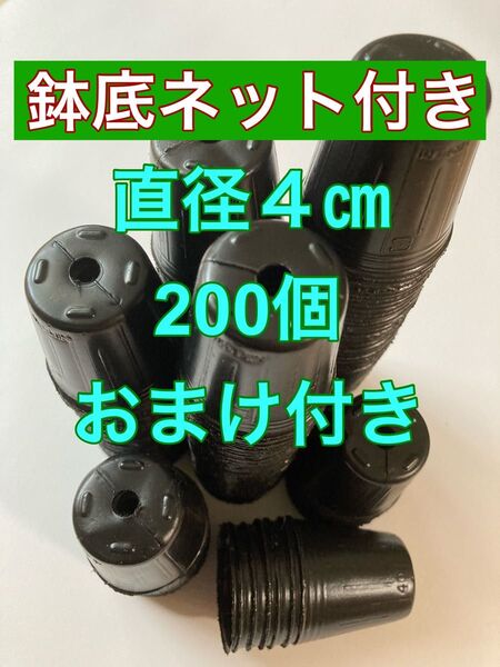 鉢底ネット付き 小さなポリポット 4cm 200個 多肉や小苗に
