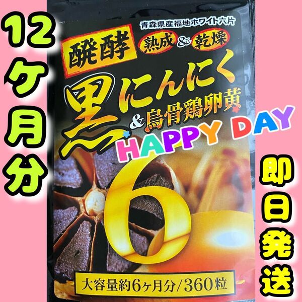 発酵黒にんにく卵黄サプリ+(マカ ウコン ビタミン アミノ酸など)12ケ月分