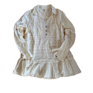コストコ インド綿 チュニック ブラウス 刺繍 オフホワイト XL