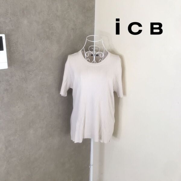 ICB 1度着用 カットソー 半袖 トップス 半袖カットソー アイボリー Tシャツ