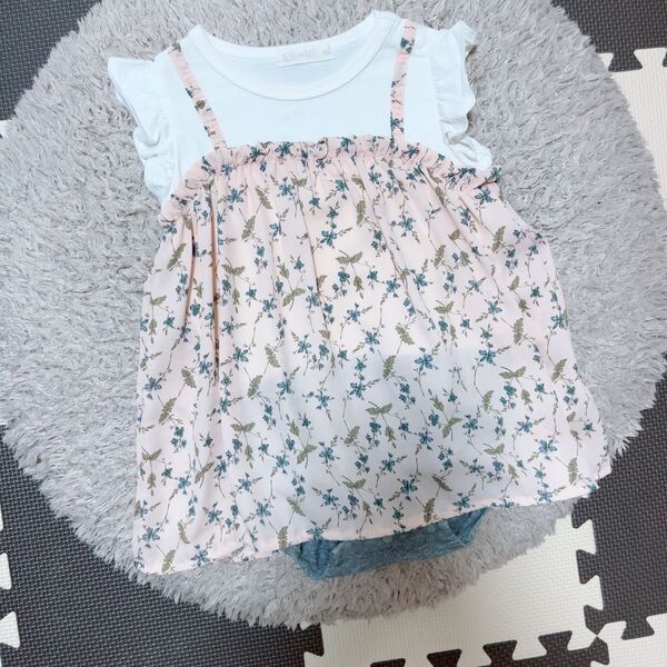 ベビー服☆可愛いお花柄ワンピース 80サイズ フラワー柄 春服キッズ 女の子 半袖