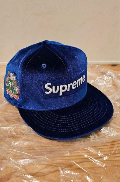22AW Supreme Velour Box Logo New Era Navy 7-5/8 シュプリーム ボックスロゴ 新品