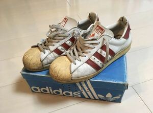 レア！アディダス スーパースター 白×赤 adidas SUPERSTAR made in france RUN DMC 1980年代 元箱付き 