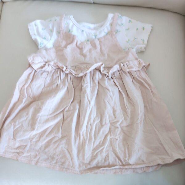 ベビー服 トップス&ワンピース セット 90ベージュ