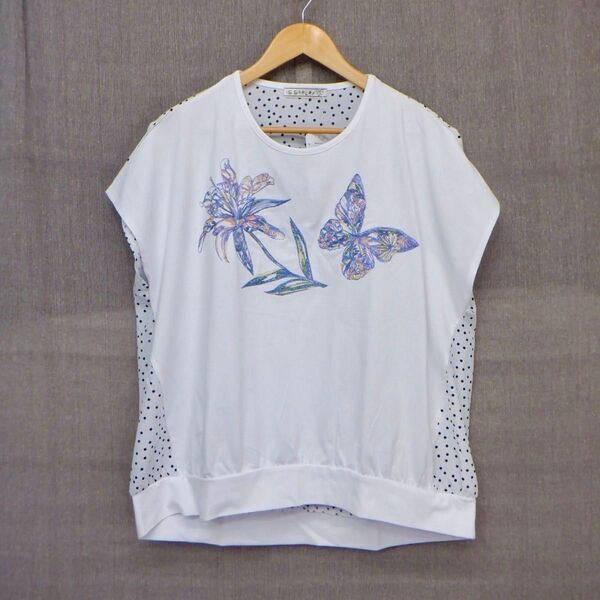 イズスカラー 542232:花蝶刺繍異素材切替プルオーバー