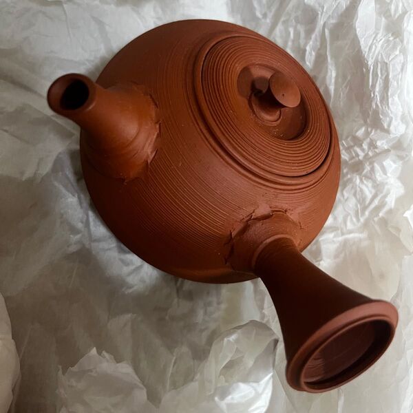 【未使用極美品】茶注 村上益規 朱泥急須 赤茶 木箱付き 急須