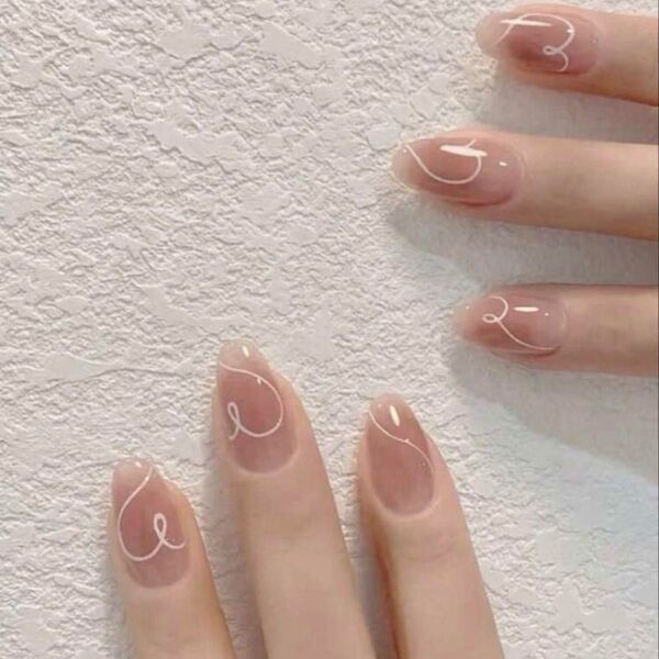 ピンク リボンデザイン ネイルチップ ちゅるん つけ爪