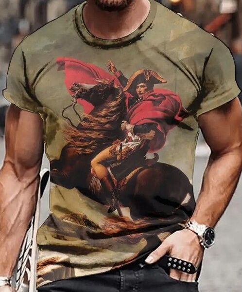 送料無料!Tシャツ【ナポレオン騎乗】欧米M(日本Lサイズ)運勢運気アップ・シャツメンズレディース・おしゃれ・おもしろ