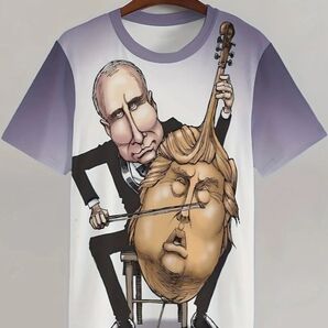 送料無料!Tシャツ【プーチン&ドナルド・トランプ演奏会】欧米L(日本LLサイズ相当)tシャツ・シャツメンズレディース・おしゃれ