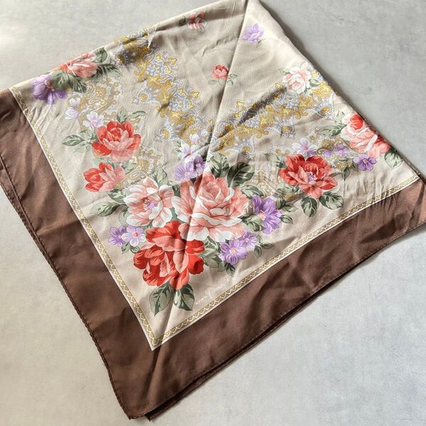 シルク スカーフ 花柄 シルク100