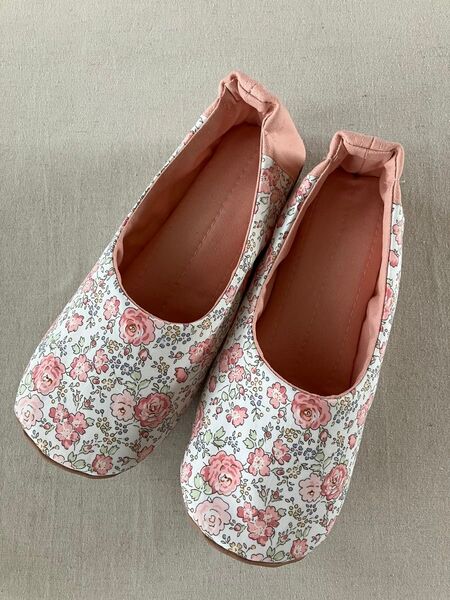 ルームシューズ ハンドメイド Lサイズ リバティ フェリシテ ピンク