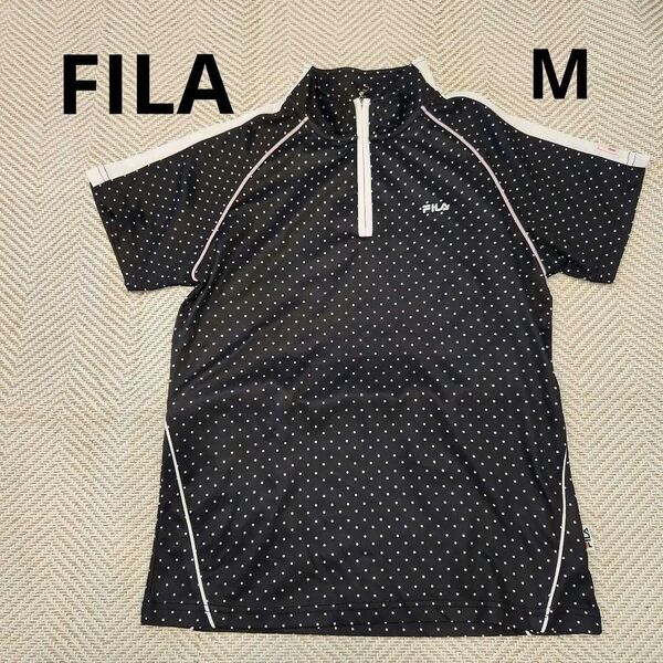 FILA ジャージ 半袖 レディース M ハーフジップ ドット