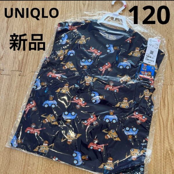 新品 ユニクロ パウパトロール 半袖Tシャツ 男の子女の子 120 ネイビー総柄