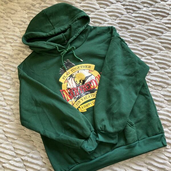 SHEIN パーカー グリーン Lサイズ