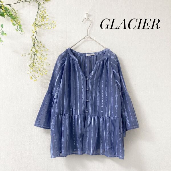 GLACIER グラシア 総柄 ブラウス エレガント ティアード ナチュラル M