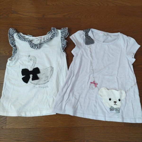 any FAM スワンとクマデザイン Tシャツチュニック130 2枚セット