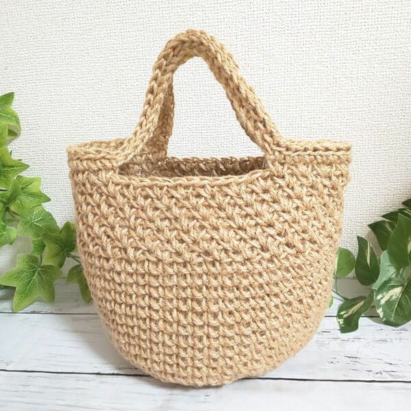 138 麻ひもバッグ ハンドメイド 麻紐バッグ