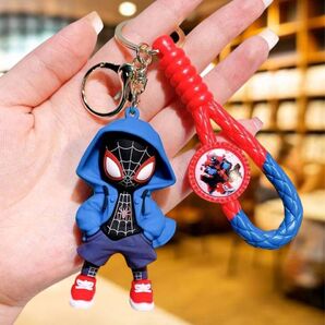 スパイダーマン キーホルダー 青 ブルー キーリング ストラップ チャーム