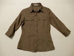 [ бесплатная доставка ] Nara Camicie :NARACAMICIE! лен *linen100%: ожоги чай : рукав roll выше возможен блуза * размер 0: с дефектом 