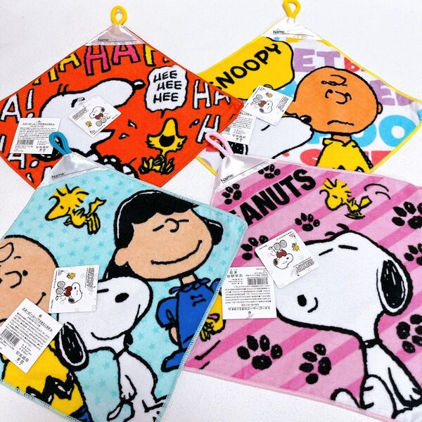 【新品】SNOOPY スヌーピー ループ・ネームタグ付きタオル 28×28 4枚
