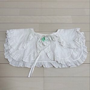 LA POMME jours double frill sweet collar 付け襟 白