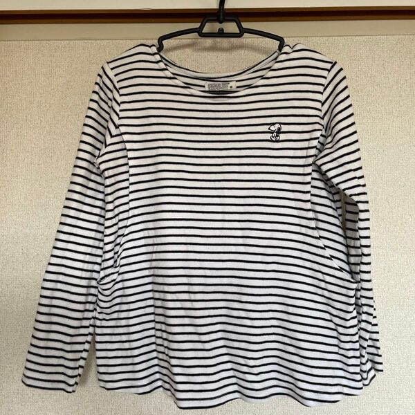 PEANUTS スヌーピー マタニティ ボーダー ロングTシャツ Mサイズ 授乳口付き 新生児 乳児