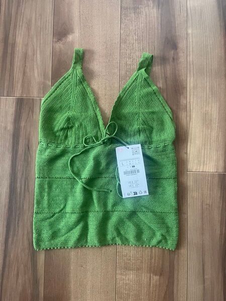 ZARA グリーン レース編み ビスチェ