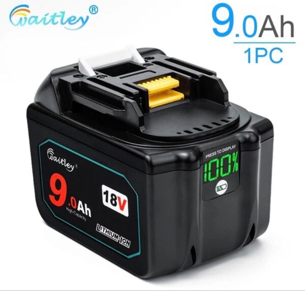 makita互換 バッテリー 18V 9.0 Ah 9000 mah Waitley 1年保証(1個)バッテリーカバー付き