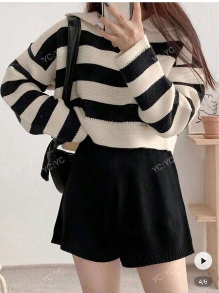 SHEIN ボーダーニットトップス