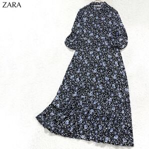【美品】ザラ ZARA 比翼仕立て ティアード ワンピース ドレス ロング マキシ フェミニン リゾート ペイズリー 総柄