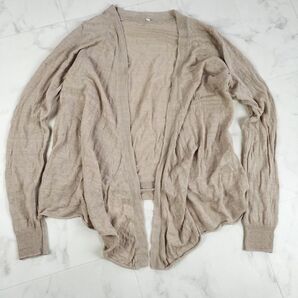 無印良品 リネン85% シルク15% カーディガン 麻 絹 ベージュ 春夏 L