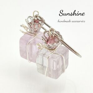 N.60フローライトピアス/イヤリングキューブサージカルステンレス