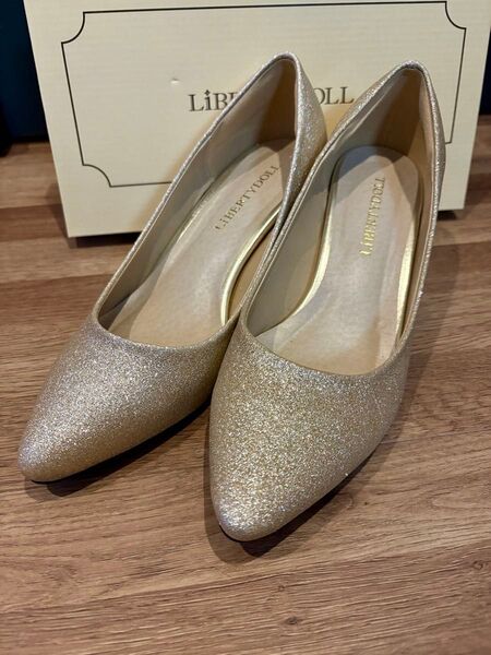 最終値下げ!美品!結婚式 パーティー セレモニー フォーマル 2次会 ゴールド パンプス グリッター 5.5cmヒール