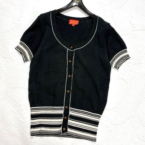 ☆美品☆ヴィヴィアンウエストウッド 半袖 カーディガン 総オーブ柄 ジャガード サイズ3 Vivienne Westwood 総柄