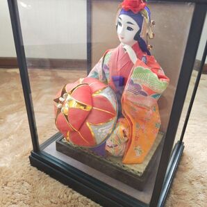 琉球人形 ガラスケース入り琉球 沖縄 花笠 踊り 紅型 着物 昭和レトロ レトロ おまかせ配送 琉球舞踊