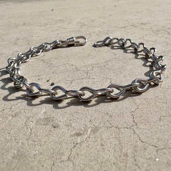 シルバーチェーンブレスレット 鉄製 リンクチェーン y2k handmade steel chain bracelet