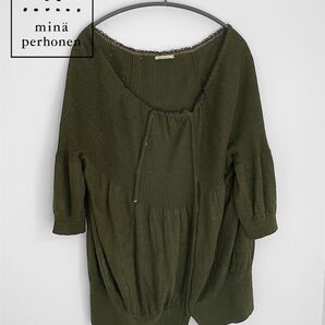 min perhonen ミナペルホネン リネン カーディガン オリーブ 金沢