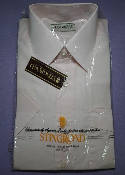 新品 未使用品 日本製 半袖シャツ 38/Sサイズ 薄ピンク 無地 STINGROAD ワイシャツ Yシャツ