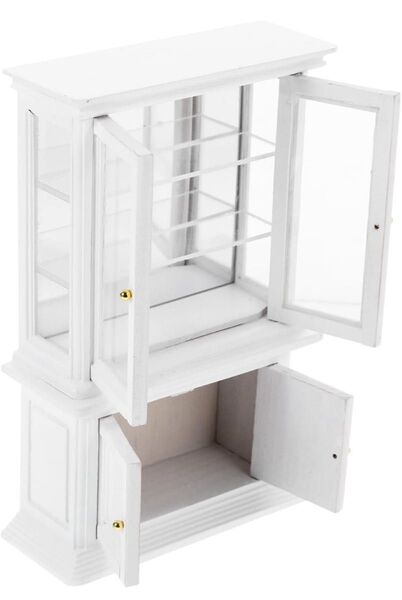 ミニチュア食器棚 ドールハウス用 ミニチュア家具 ホワイト