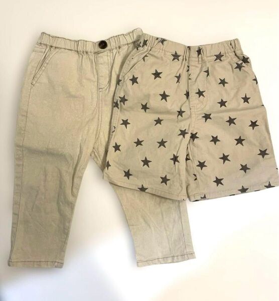 プティマイン 長ズボン ショートパンツ まとめ売り ペイズリー柄 星柄 ベージュ